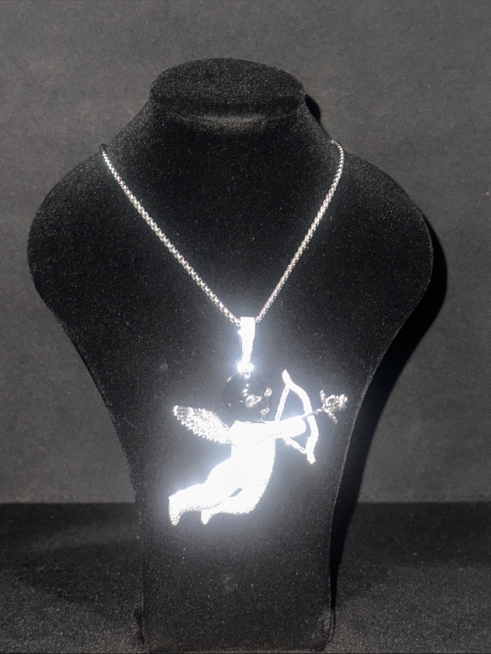 Sterling Silver Cupid Pendant Necklace - Silver